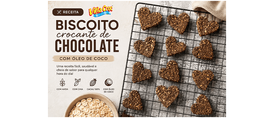 Biscoito Crocante de Chocolate com Óleo de Coco | Receita Fácil